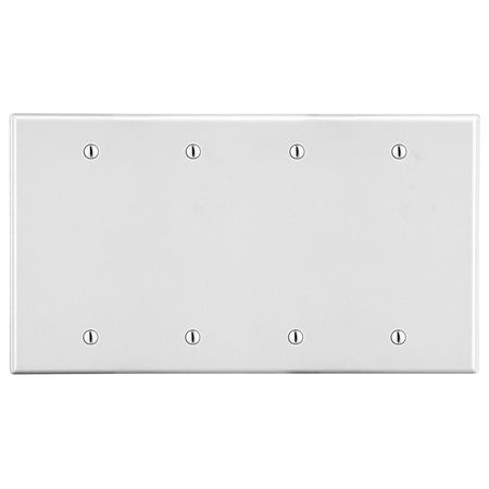 HUBBELL WIRING DEVICE-KELLEMS Wallplate, 4-Gang, 4 Box Mount Blank, White P43W